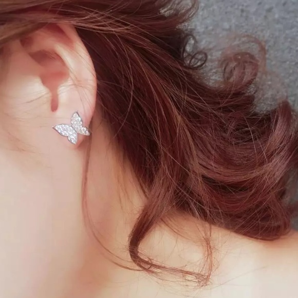 NEW Silver 925 2 piece Butterfly drop Earrings - Picture 3 of 5